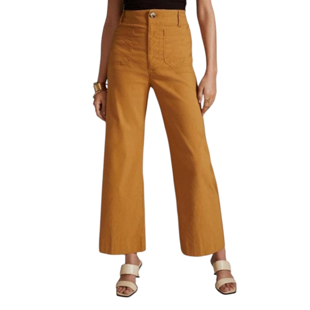 Anthropologie Collette Brown high waisted pleated cropped Trousers Sz 26 L26